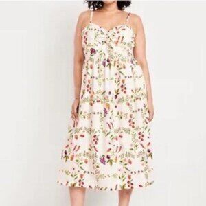 Old Navy Floral Maxi Dress Novelty Fruit Print Coquette Sz XXL Sundress